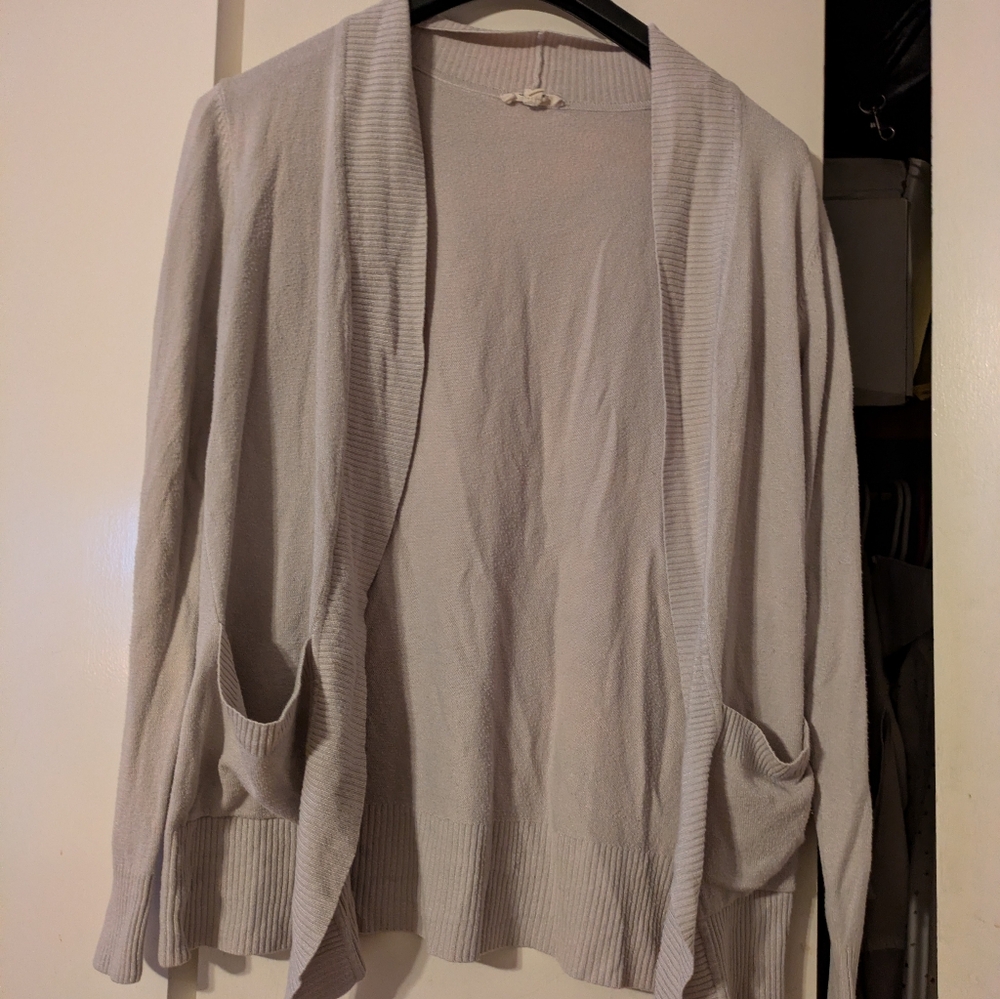 eesome Cream Open-Front Cardigan